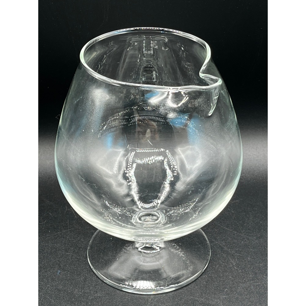 Vtg 1960s Brandy Cognac Glass Snifter Pitcher Pedestal Base Barware Spout 6"